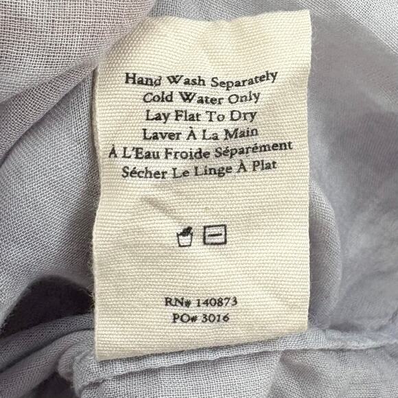 LoveShackFancy Ronda Top in Washed Denim Size Large Embroidered Peasant Tie-Dye - Picture 10 of 12